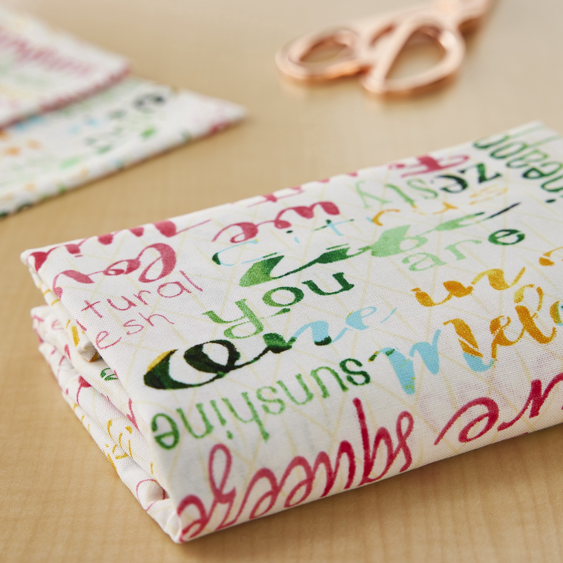 slide 3 of 4, Colorful Words Cotton Fabric Bundle By Loops & Threads, 1 yd