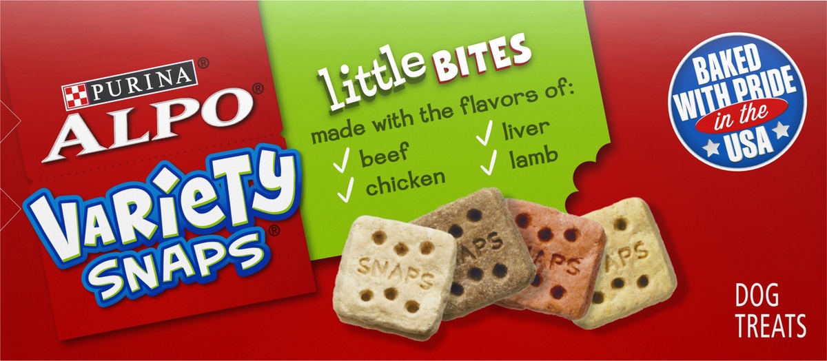 slide 5 of 9, ALPO Variety Snaps Little Bites Dog Treats With Real Beef, Chicken, Liver & Lamb Flavors, 16 oz
