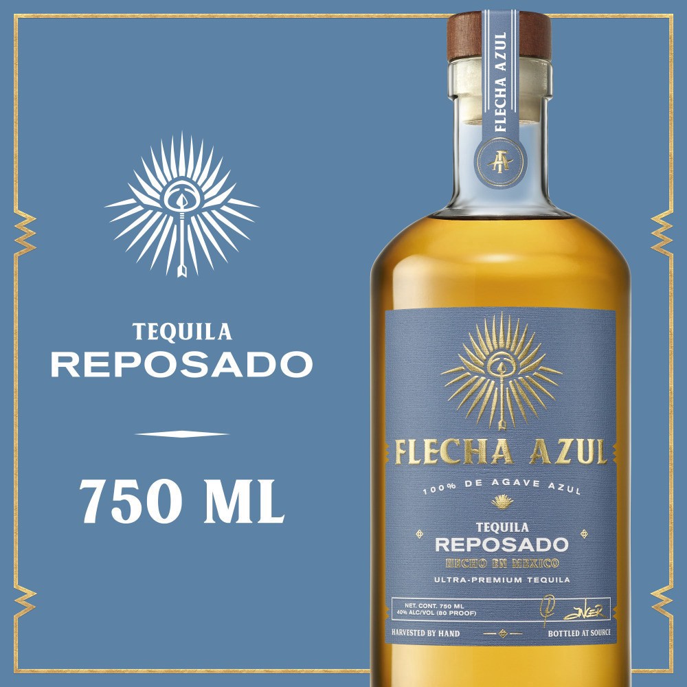 slide 3 of 3, Flecha Azul Reposado Tequila, 750 ml