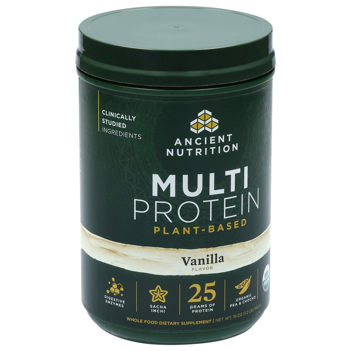 slide 14 of 15, Ancient Nutrition Vanilla Protein Plant Powder, 544 gram