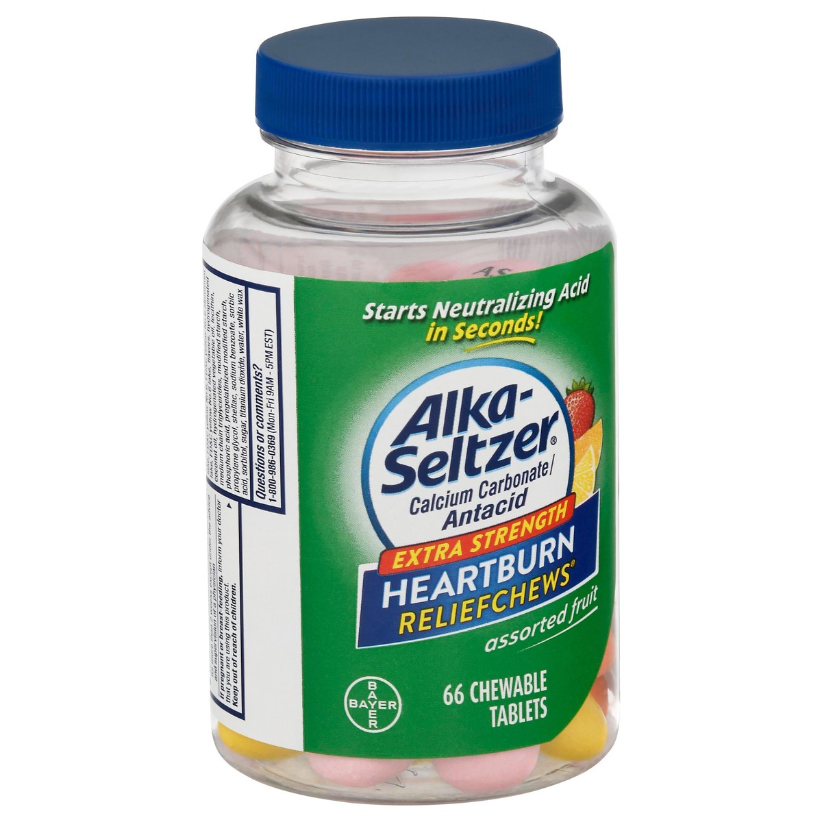 slide 3 of 13, Alka-Seltzer Extra Strength Chewable Tablets Assorted Fruit Heartburn ReliefChews 66 ea, 66 ct
