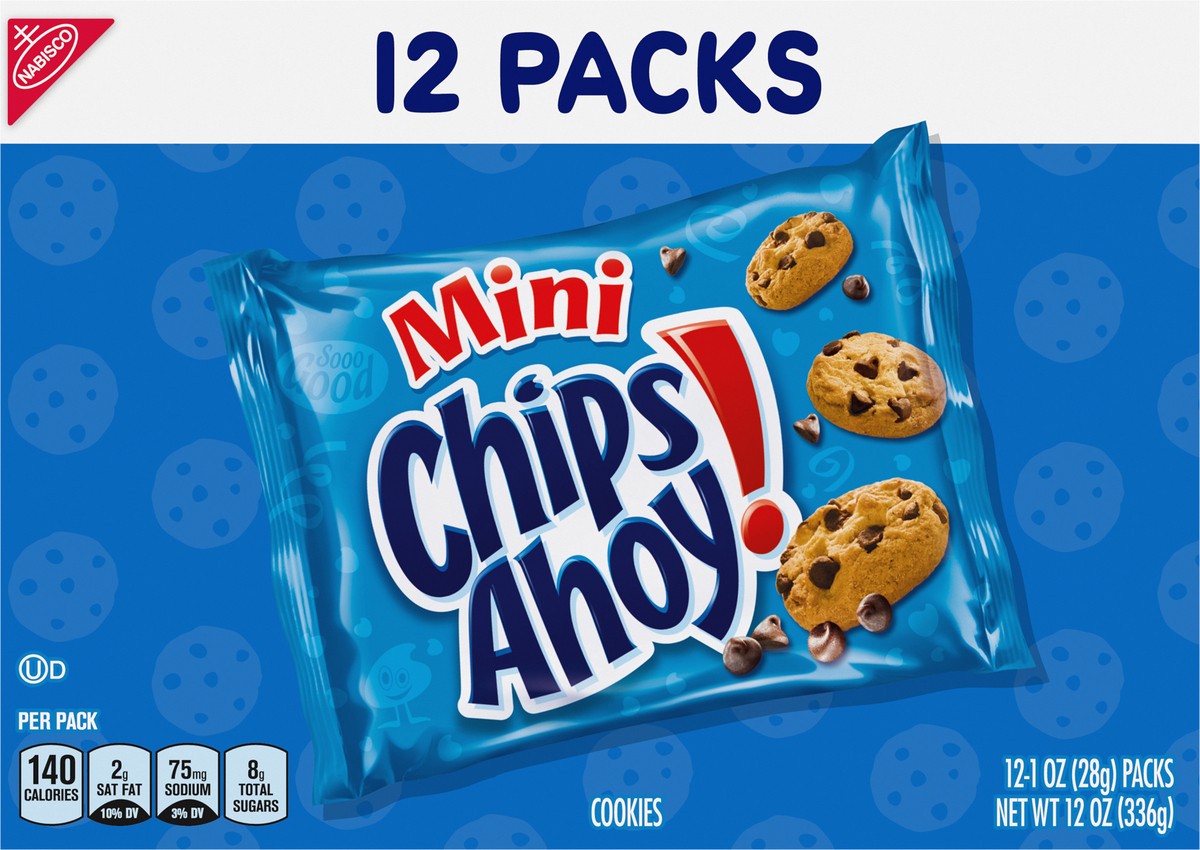 slide 8 of 16, CHIPS AHOY! Mini Original Chocolate Chip Cookies, 12 Snack Packs, 12 oz