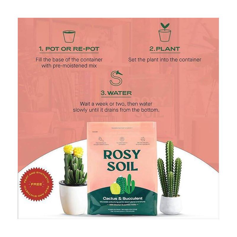 slide 4 of 8, Rosy Soil Cactus & Succulent Soil Mix, 4 lb