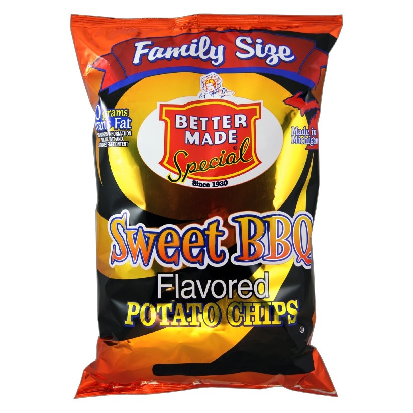 slide 1 of 2, Better Made Special Sweet BBQ Flavored Potato Chips, 10 oz