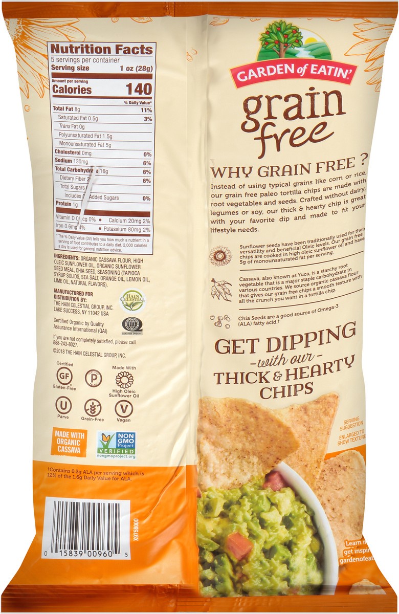 slide 3 of 7, Garden of Earth Original Grain Free Tortilla Chips 5 oz. Bag, 5 oz