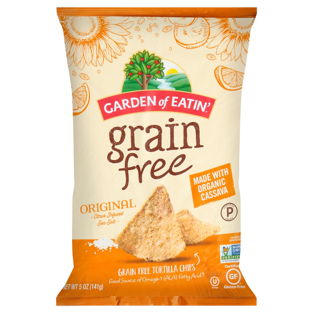 slide 1 of 7, Garden of Earth Original Grain Free Tortilla Chips 5 oz. Bag, 5 oz