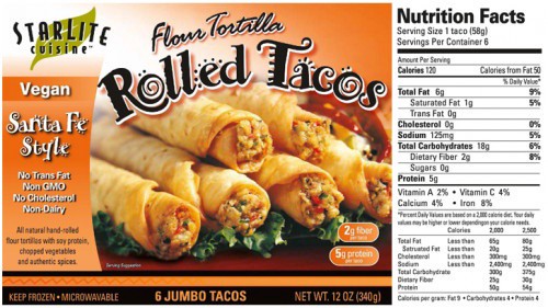 slide 1 of 1, Starlite Cuisine Rolled Tacos Santa, 12 oz