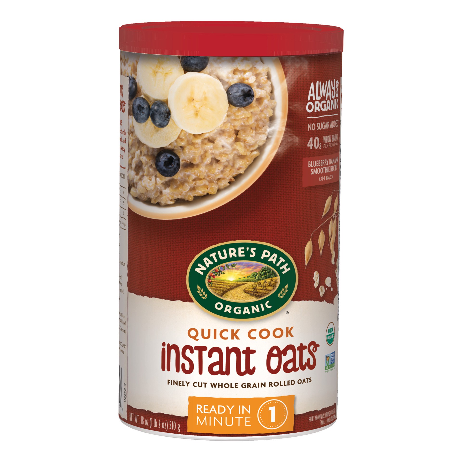 slide 1 of 6, Nature's Path Organic Quick Cook Instant Oats Oatmeal - 18 oz, 18 oz
