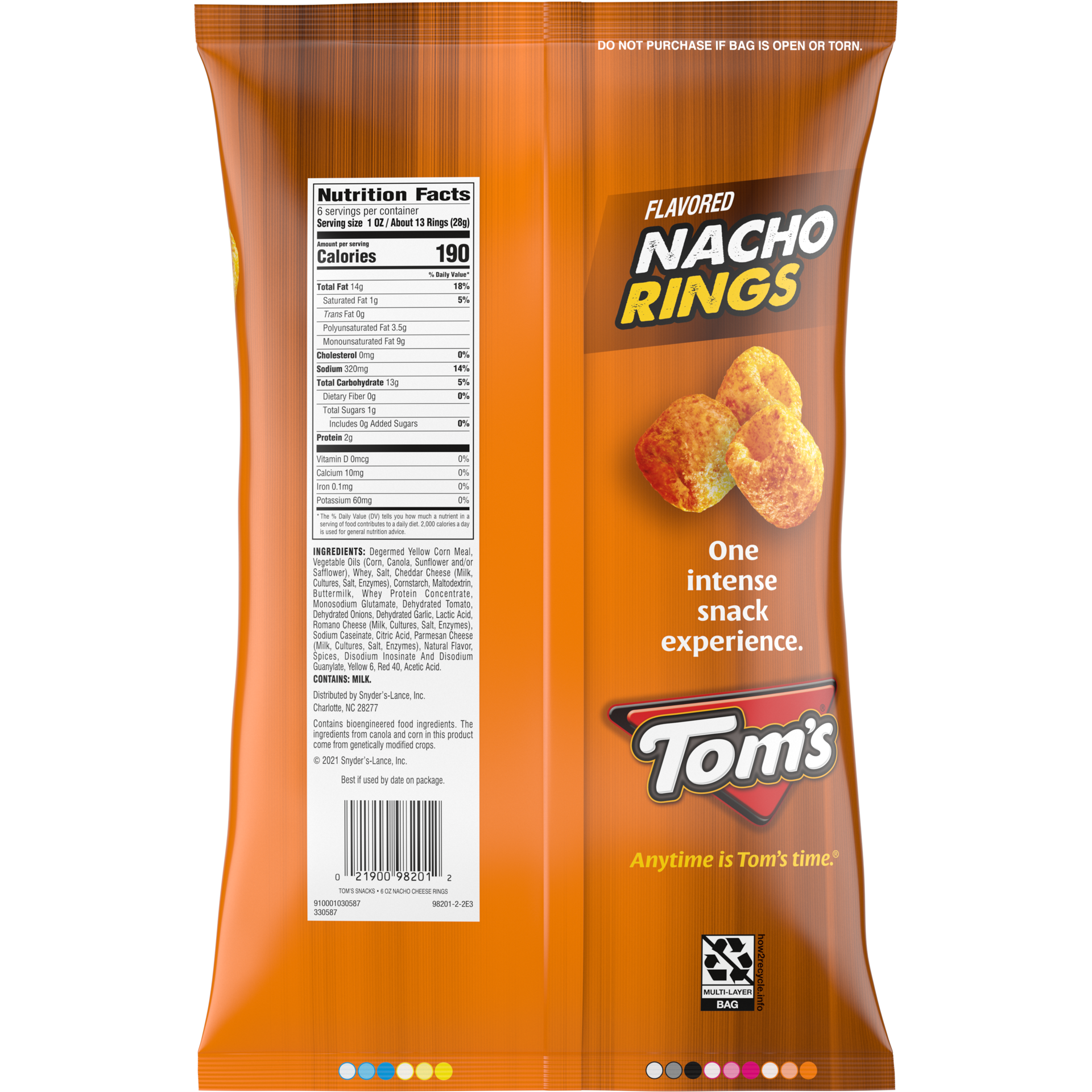 slide 3 of 5, Tom's Nacho Flavored Rings, 6 Oz Bag, 6 oz