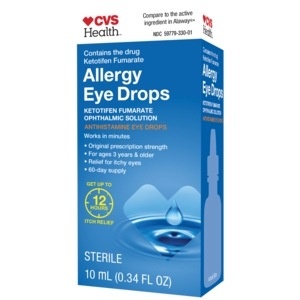 slide 1 of 1, CVS Health 12 Hour Antihistamine Allergy Relief Eye Drops, 0.34 fl oz; 10 ml
