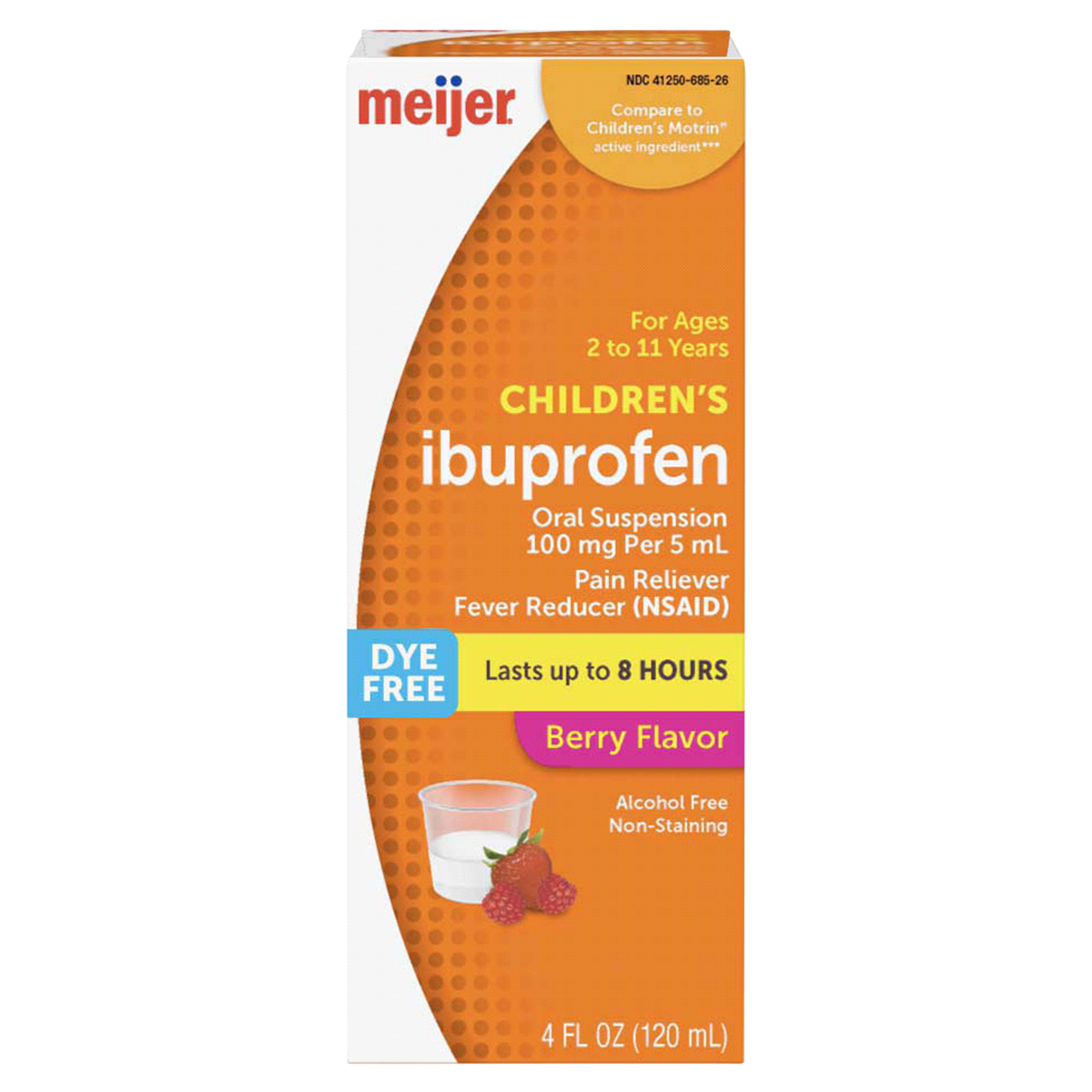 slide 1 of 6, Meijer Ibuprofen Children's Dye Free Berry Suspension, 4 fl oz