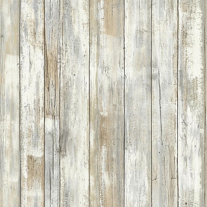 slide 1 of 10, RoomMates Peel & Stick Distressed Wood Wallpaper - Tan, 1 ct