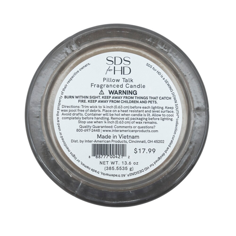 slide 3 of 3, SDS for HD Designs Glass Candle w/SDS for HD Designs Logo on Lid Grey Flannel, 1 ct