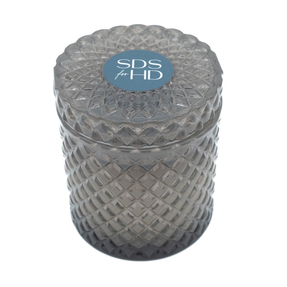 slide 1 of 3, SDS for HD Designs Glass Candle w/SDS for HD Designs Logo on Lid Grey Flannel, 1 ct