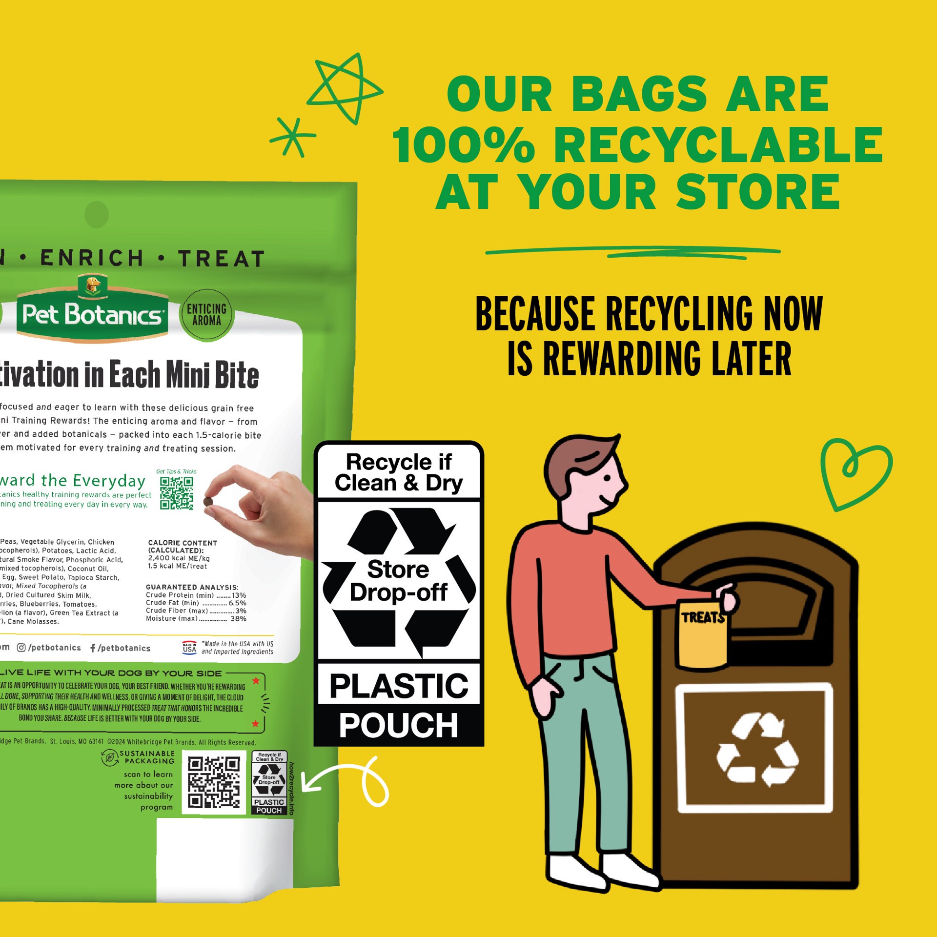 slide 2 of 6, Pet Botanics Training Rewards Mini Soft & Chewy Grain Free Dog Treats, Duck & Bacon, 4 oz. Bag, 4 oz