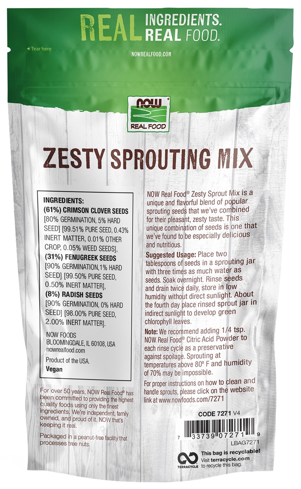 slide 2 of 3, NOW Natural Foods Zesty Sprouting Mix - 16 oz., 16 oz