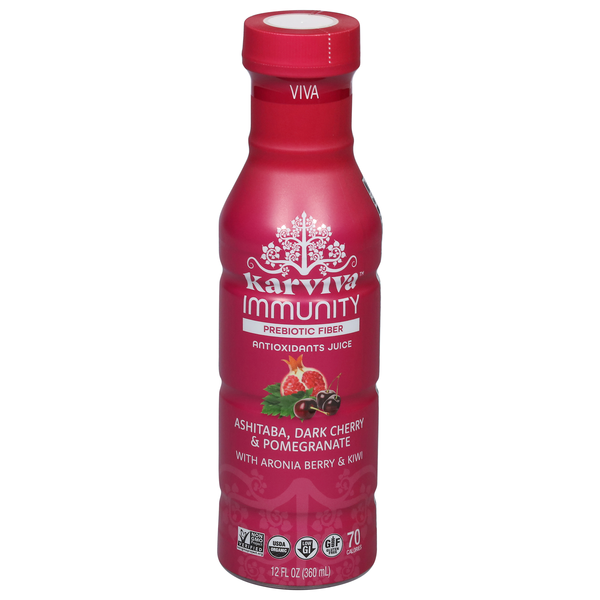 slide 1 of 1, Karviva Immunity Viva Ashitaba Dark Cherry & Pomegranate Antoxidants Juice, 12 oz
