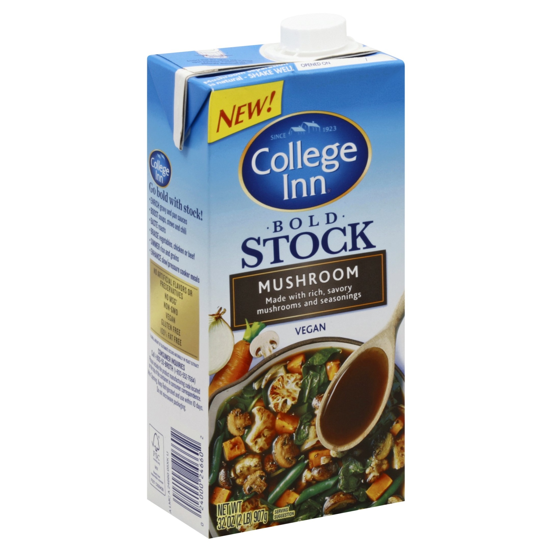 slide 1 of 4, College Inn Bold Mushroom Stock, 32 oz