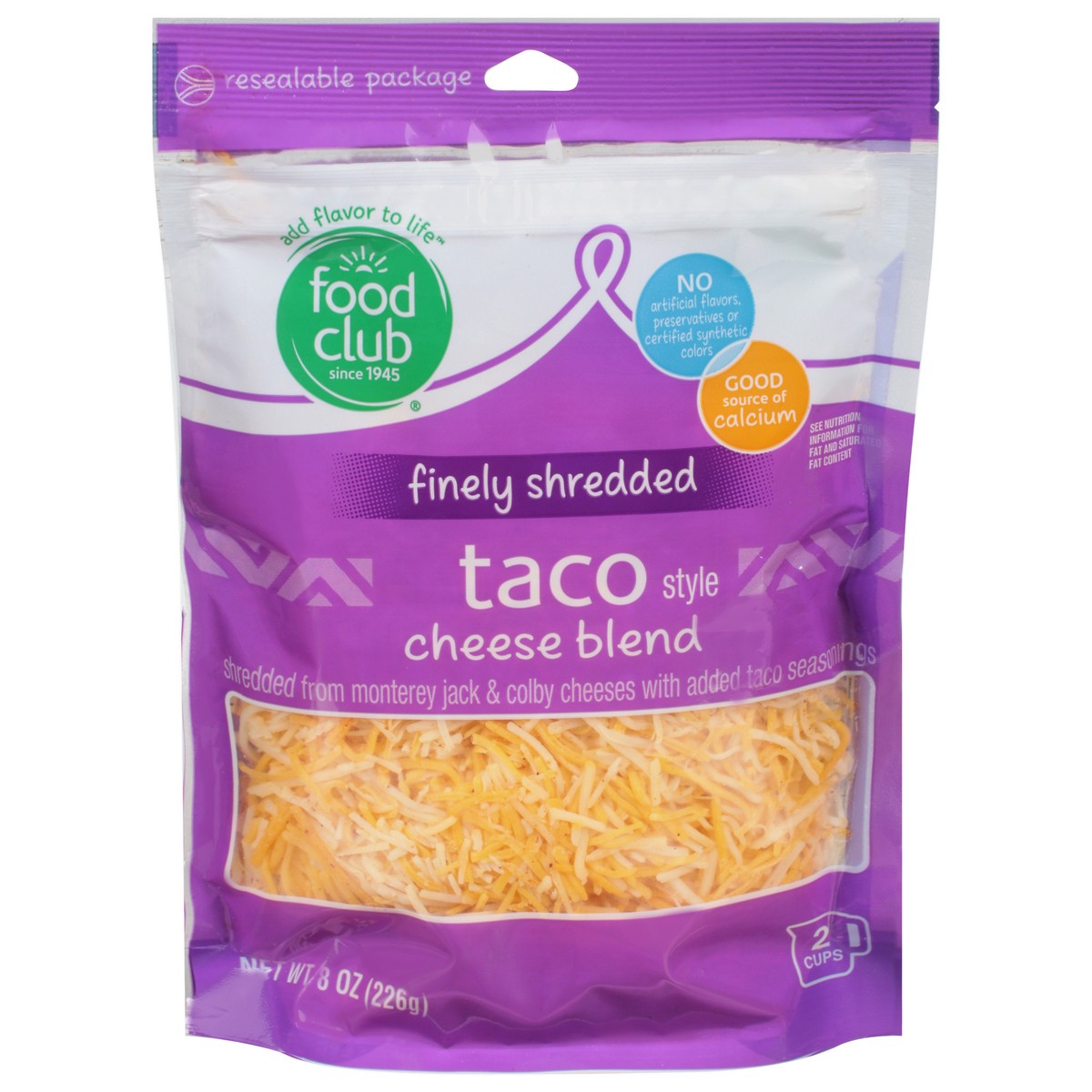 slide 1 of 1, Food Club Nacho Taco Fine Shredded, 8 oz