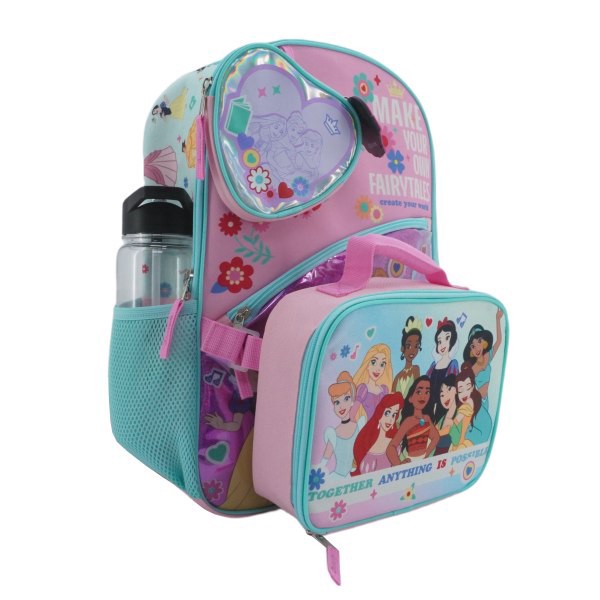 slide 6 of 7, Bioworld Princess Backpack With Removable Coin Purse/Printed Water Bottle/Key Chain/Lunch Bag, Multicolor, 1 ct