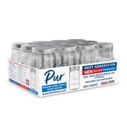 Pur Wide Mouth Glass Mason Jars, 12 pk