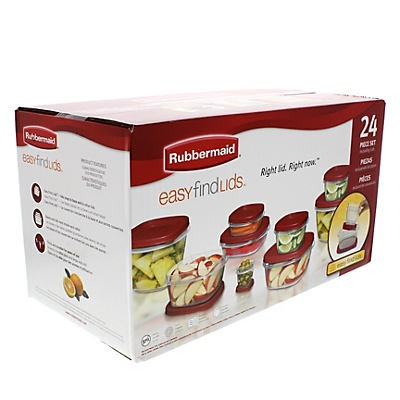 slide 1 of 1, Rubbermaid Easy Find Lids Food Storage Set - Red/Clear, 24 ct