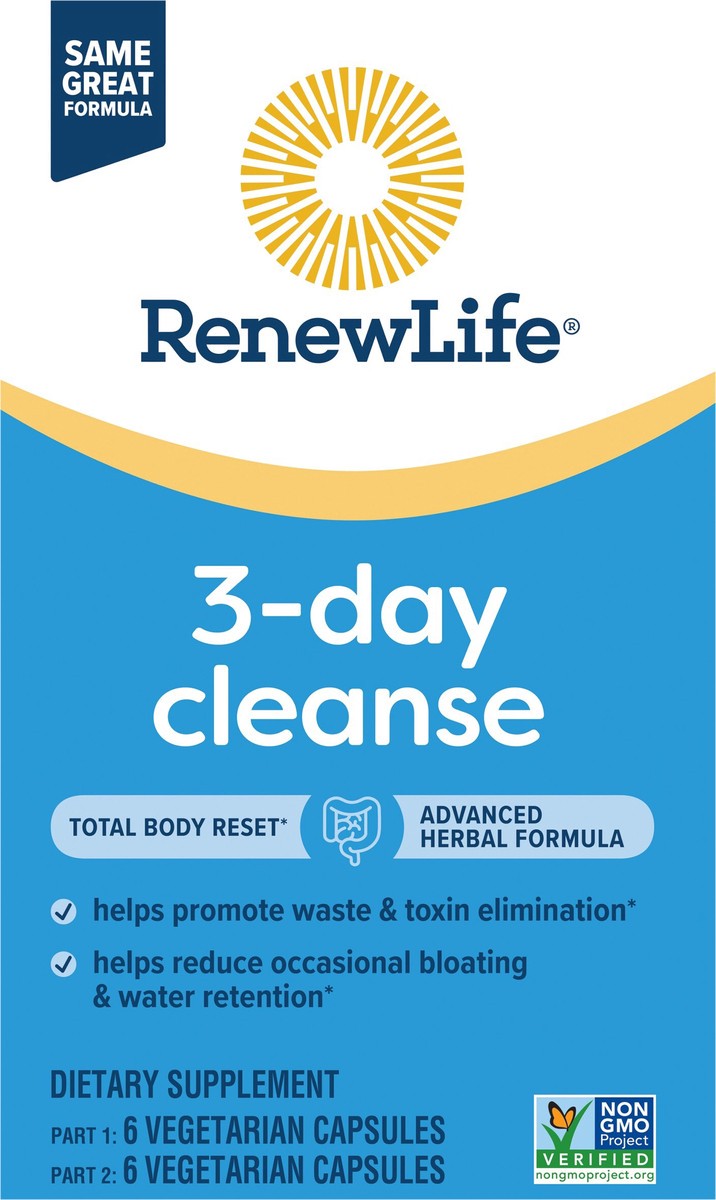 slide 5 of 8, Renew Life 3-Day Cleanse Total Body Reset Capsules, 2-Part Detox Cleanse Dietary Supplement That Promotes Digestive Health – 12 Vegetarian Capsules, 12 ct