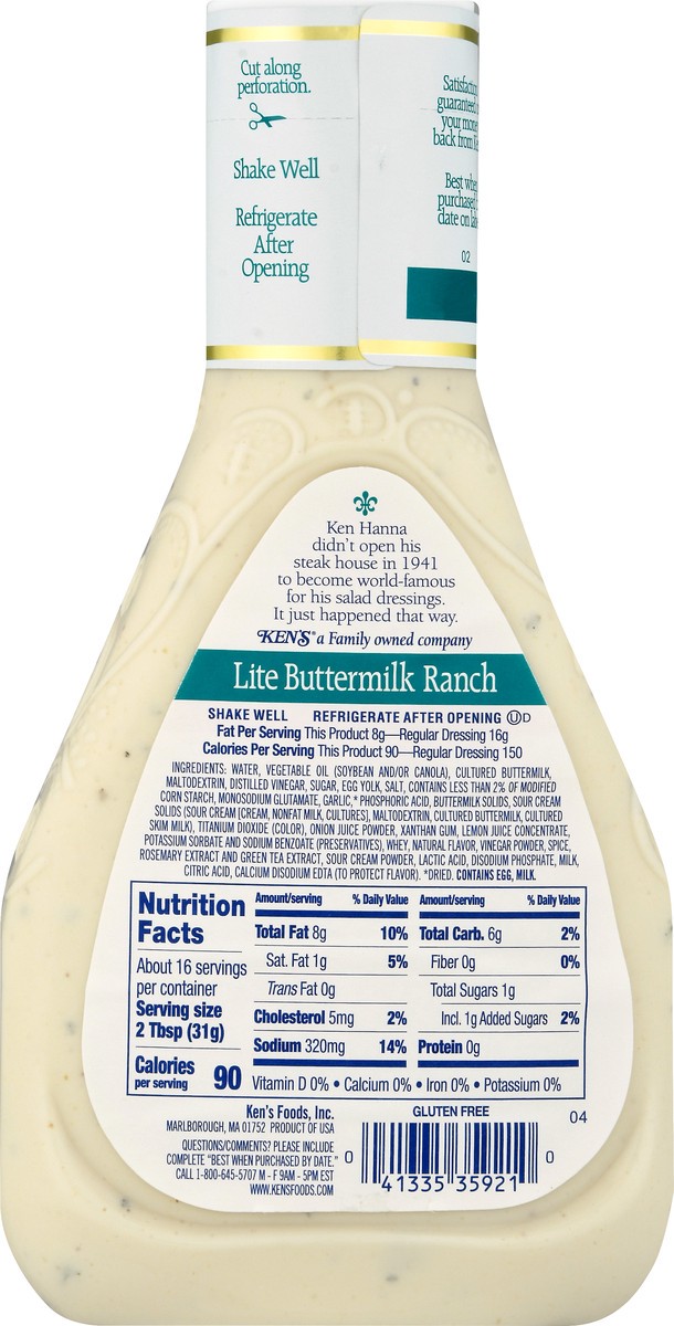 slide 4 of 12, Ken's Steak House Lite Buttermilk Ranch Dressing 16 fl oz, 16 fl oz