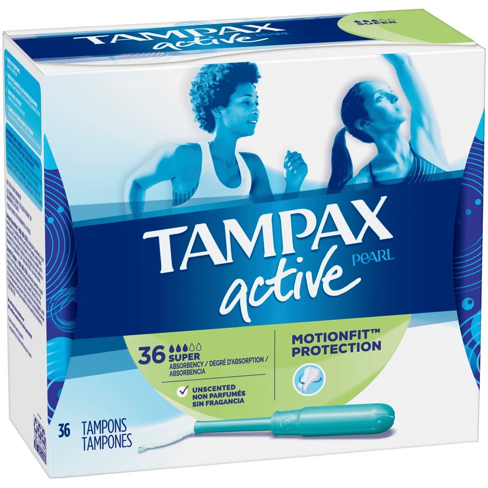 slide 2 of 3, Tampax Pearl Active Super Absorbency Tampons, 36 ct