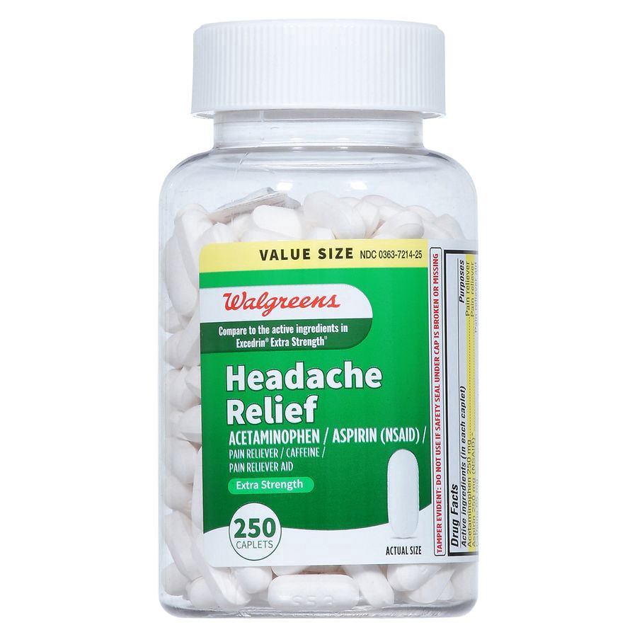 slide 3 of 5, Walgreens Extra Strength Headache Relief Caplets, 250 ct