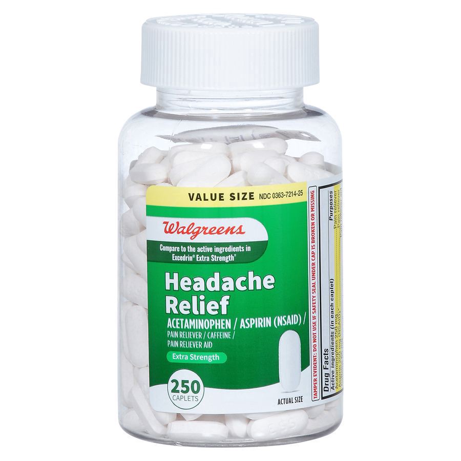 slide 1 of 5, Walgreens Extra Strength Headache Relief Caplets, 250 ct