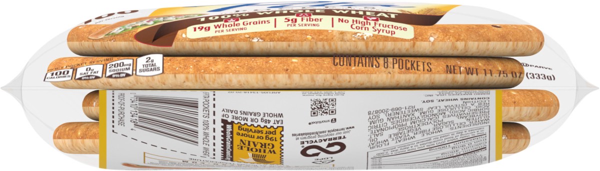 slide 4 of 7, Arnold 100% Whole Wheat Pita Pocket Thin Zip 8 Ct 11.75 Oz, 8 ct