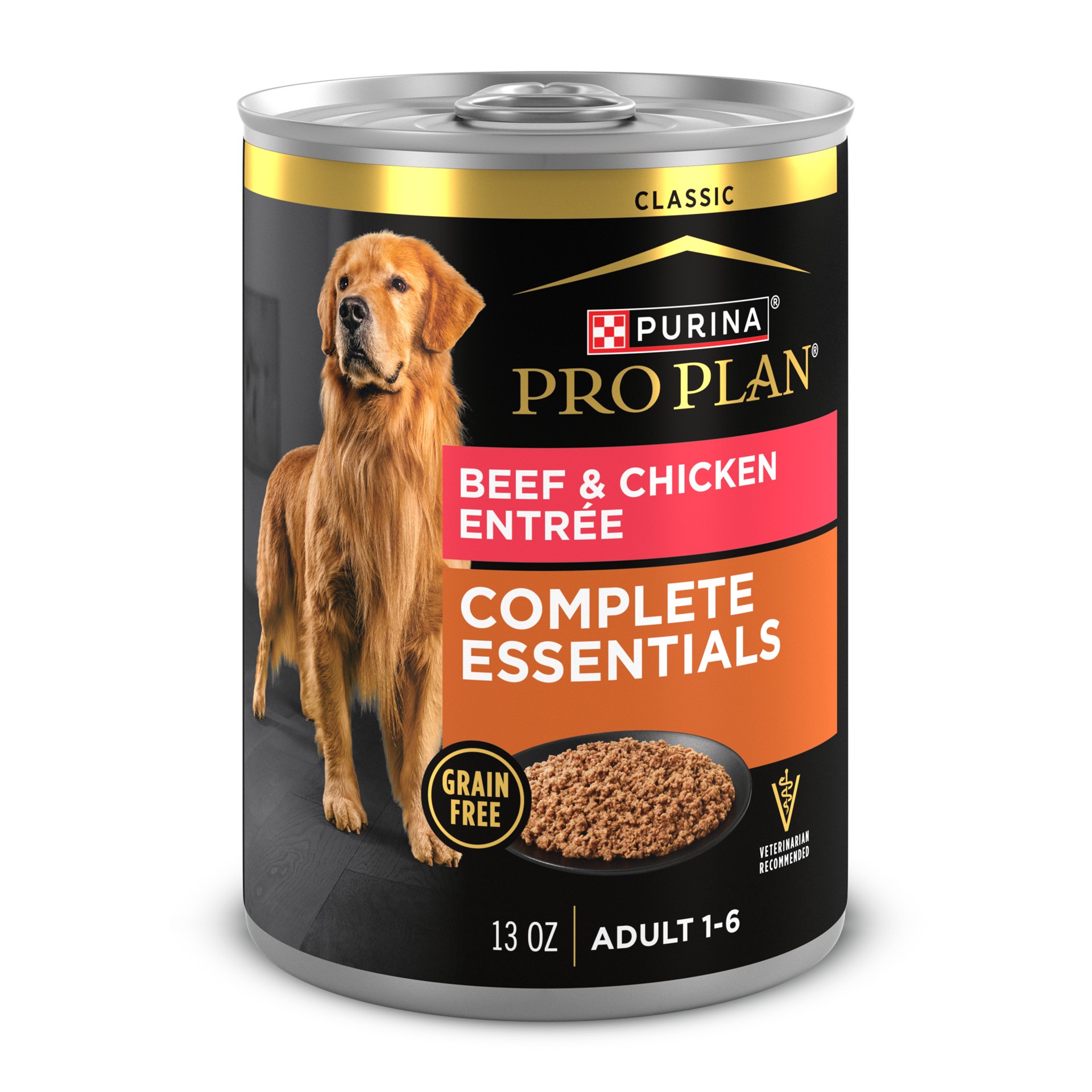 slide 1 of 7, Purina Pro Plan Dog Food Grain Free Classic Pate, Beef and Chicken Entrée, 13 oz
