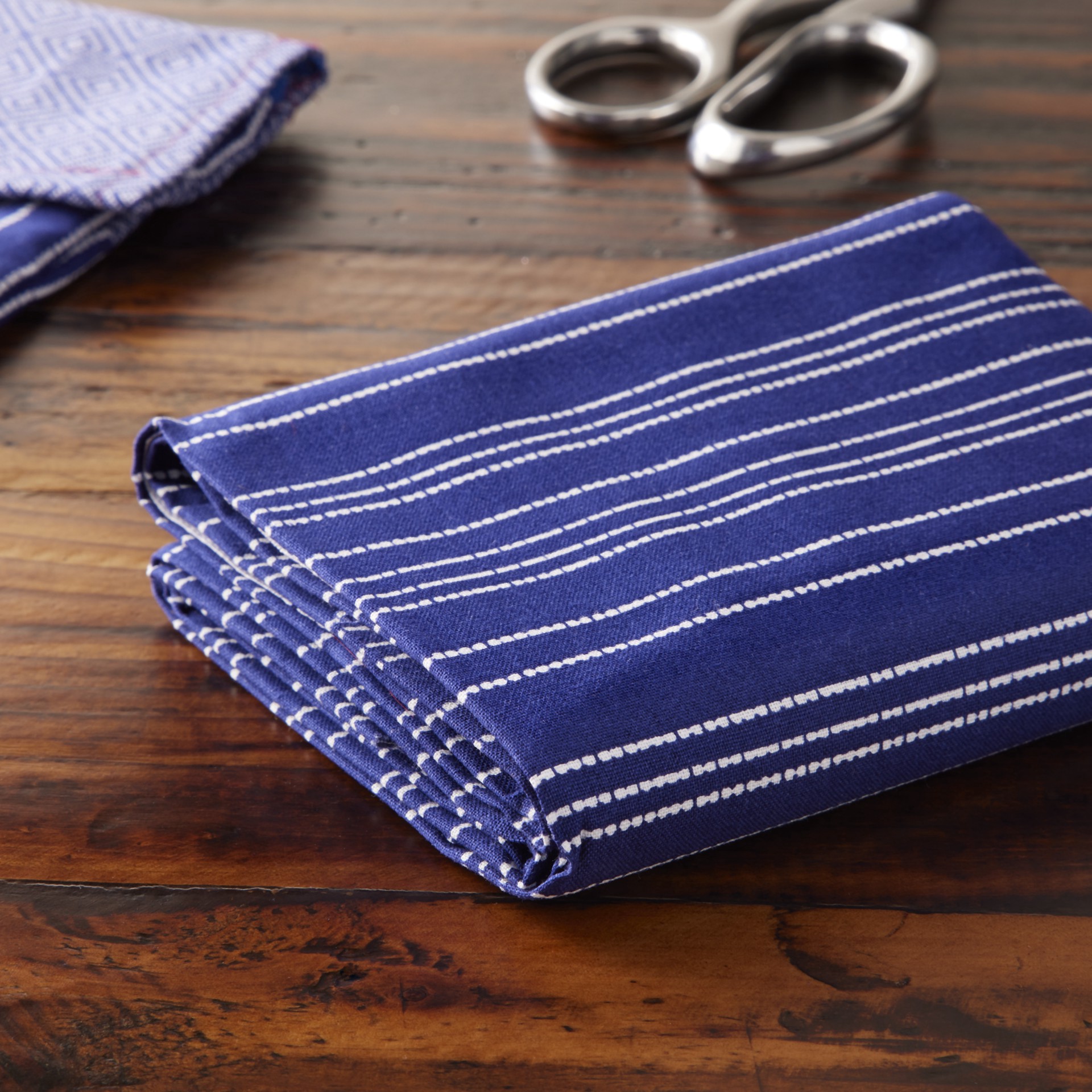 slide 3 of 4, Navy & White Striped Cotton Fabric Bundle By Loops & Threads, 1 yd