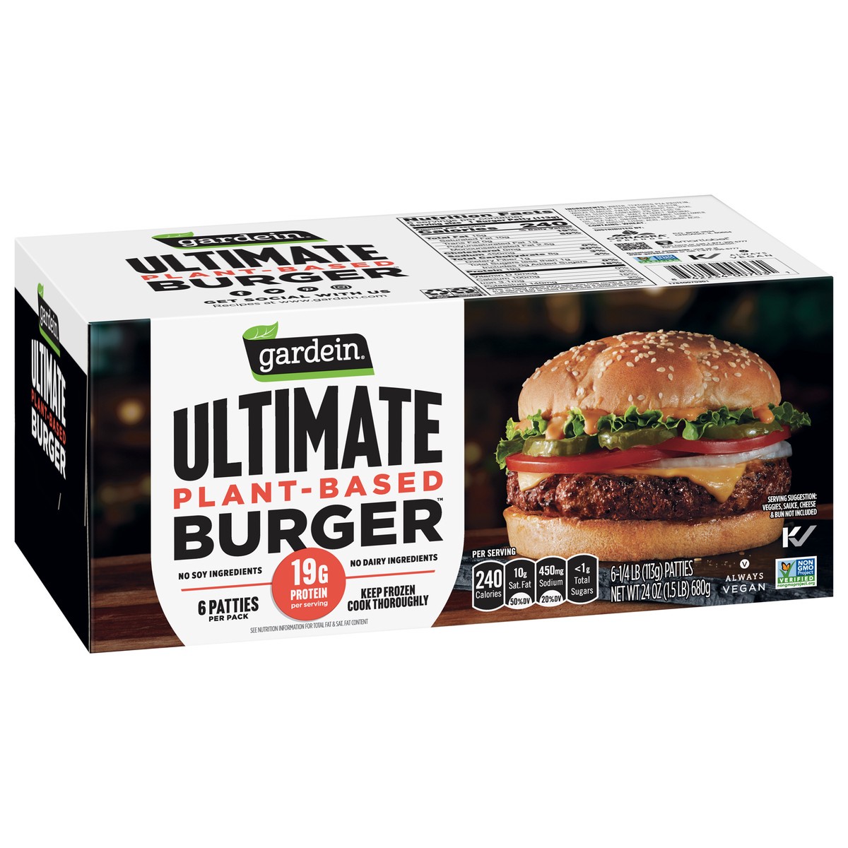 slide 9 of 9, Gardein Ultimate Plant-Based Burger 6 - 0.25 lb Patties, 6 ct