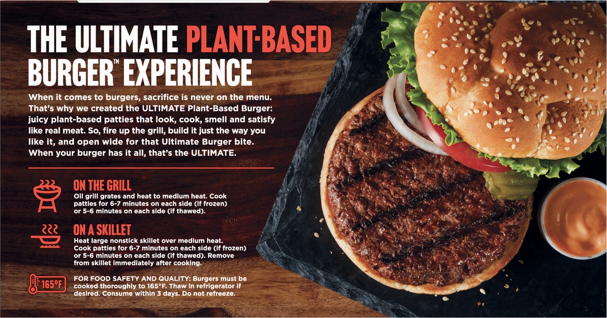 slide 7 of 9, Gardein Ultimate Plant-Based Burger 6 - 0.25 lb Patties, 6 ct