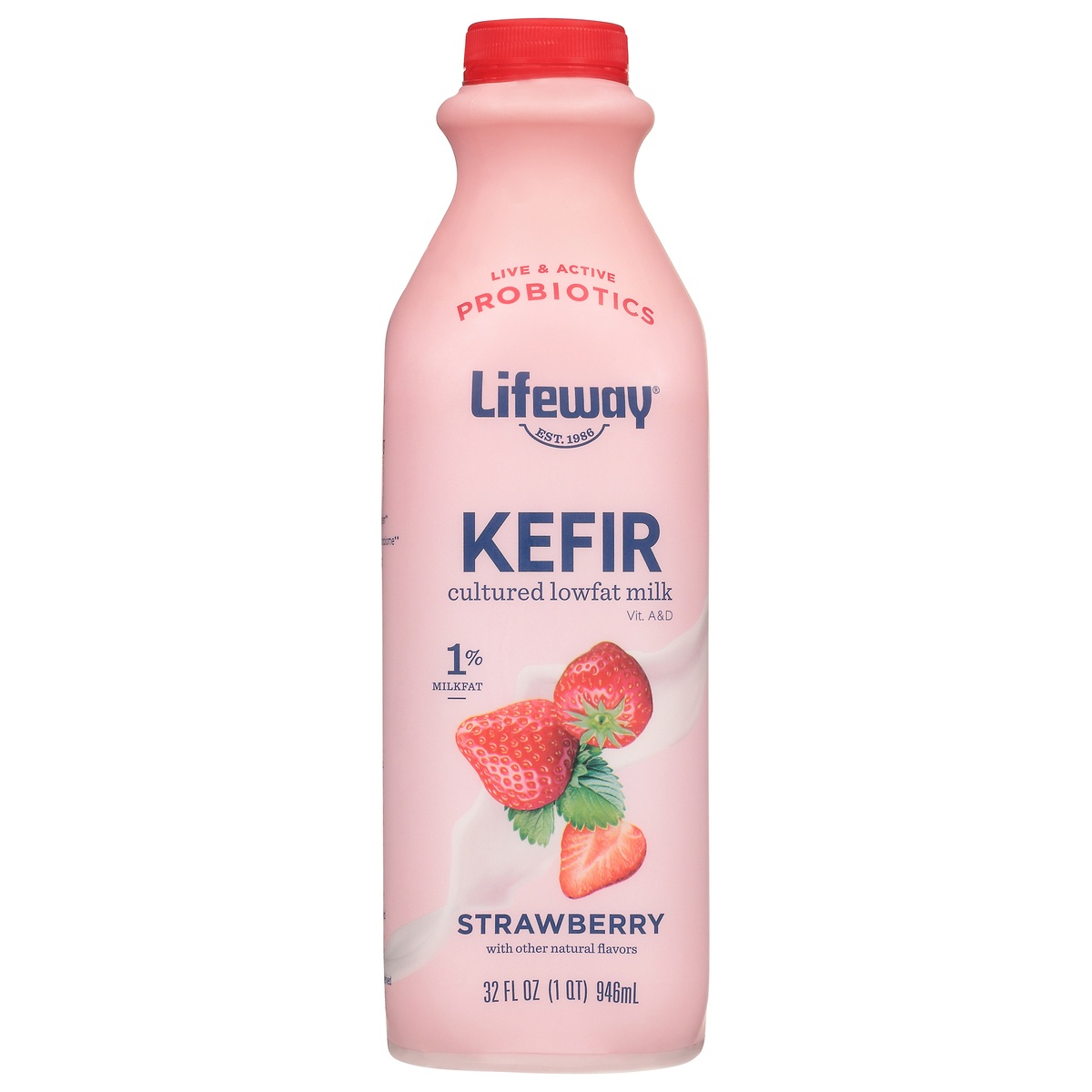 slide 1 of 8, Lifeway Strawberry Kefir Cultured Lowfat Milk Smoothie, 32 fl oz