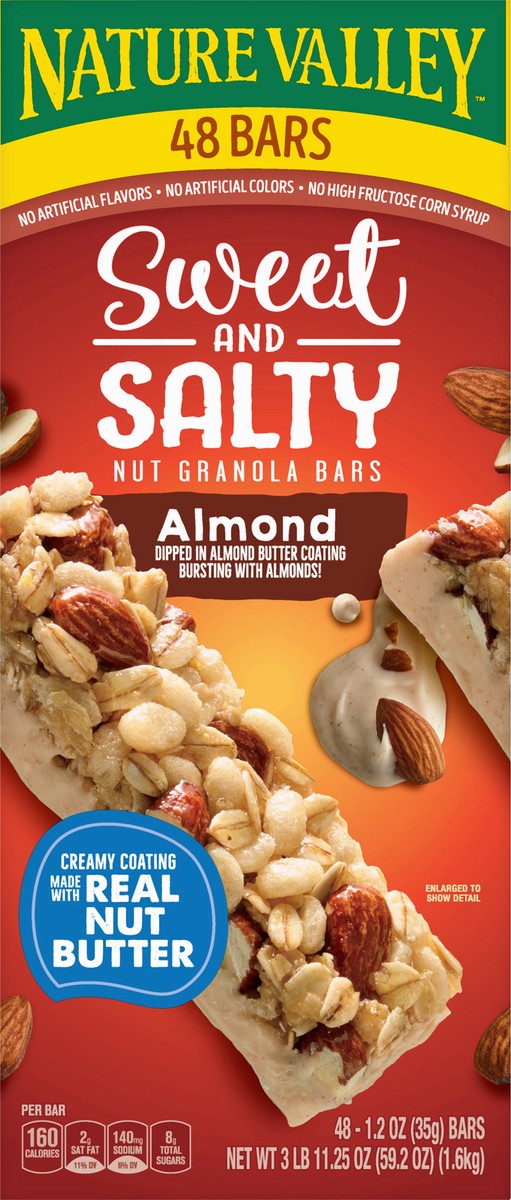 slide 13 of 14, Nature Valley Almond Sweet and Salty Nut Granola Bars, 59.2 oz, 48 ct