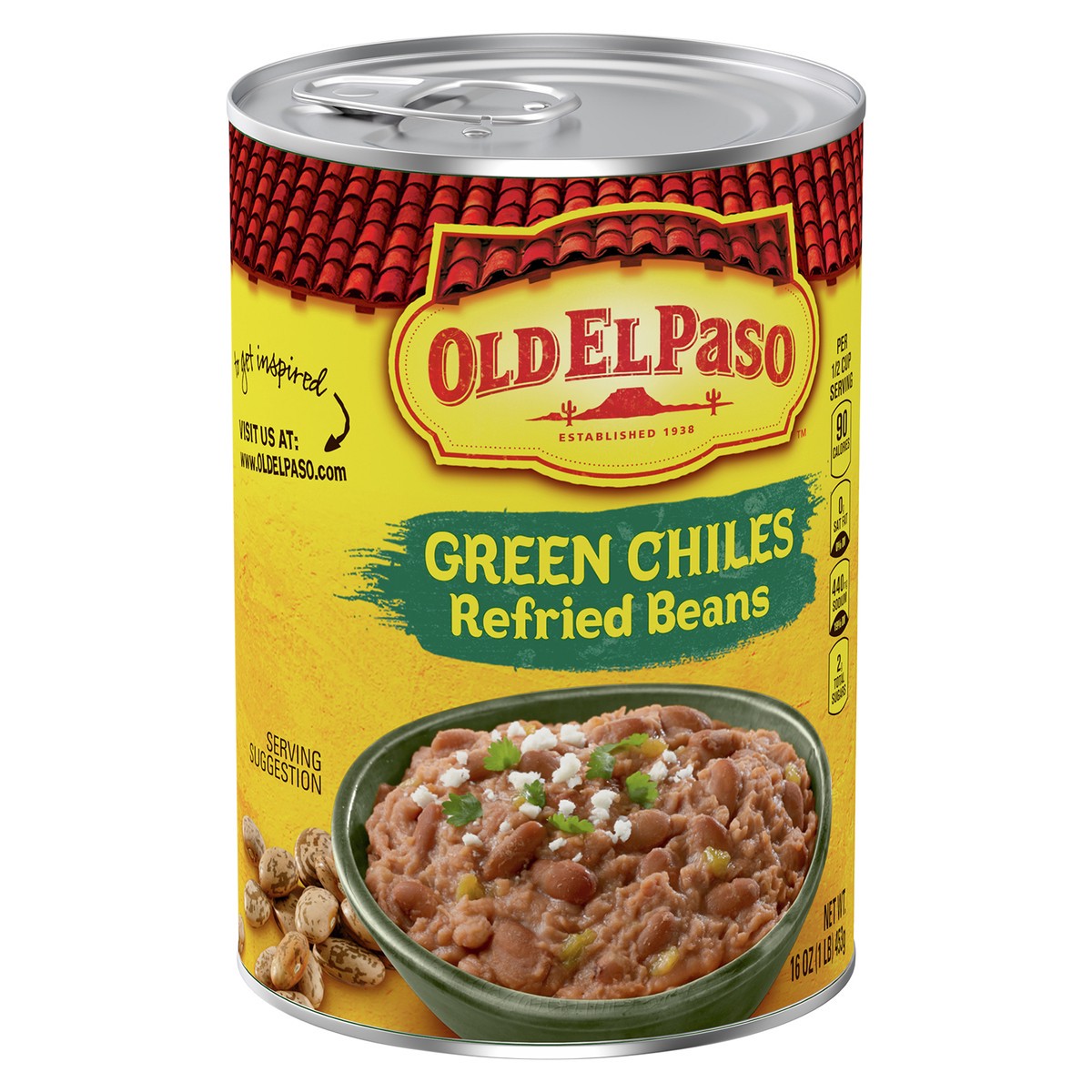 slide 2 of 9, Old El Paso Green Chiles Refried Beans, 16 oz., 16 oz