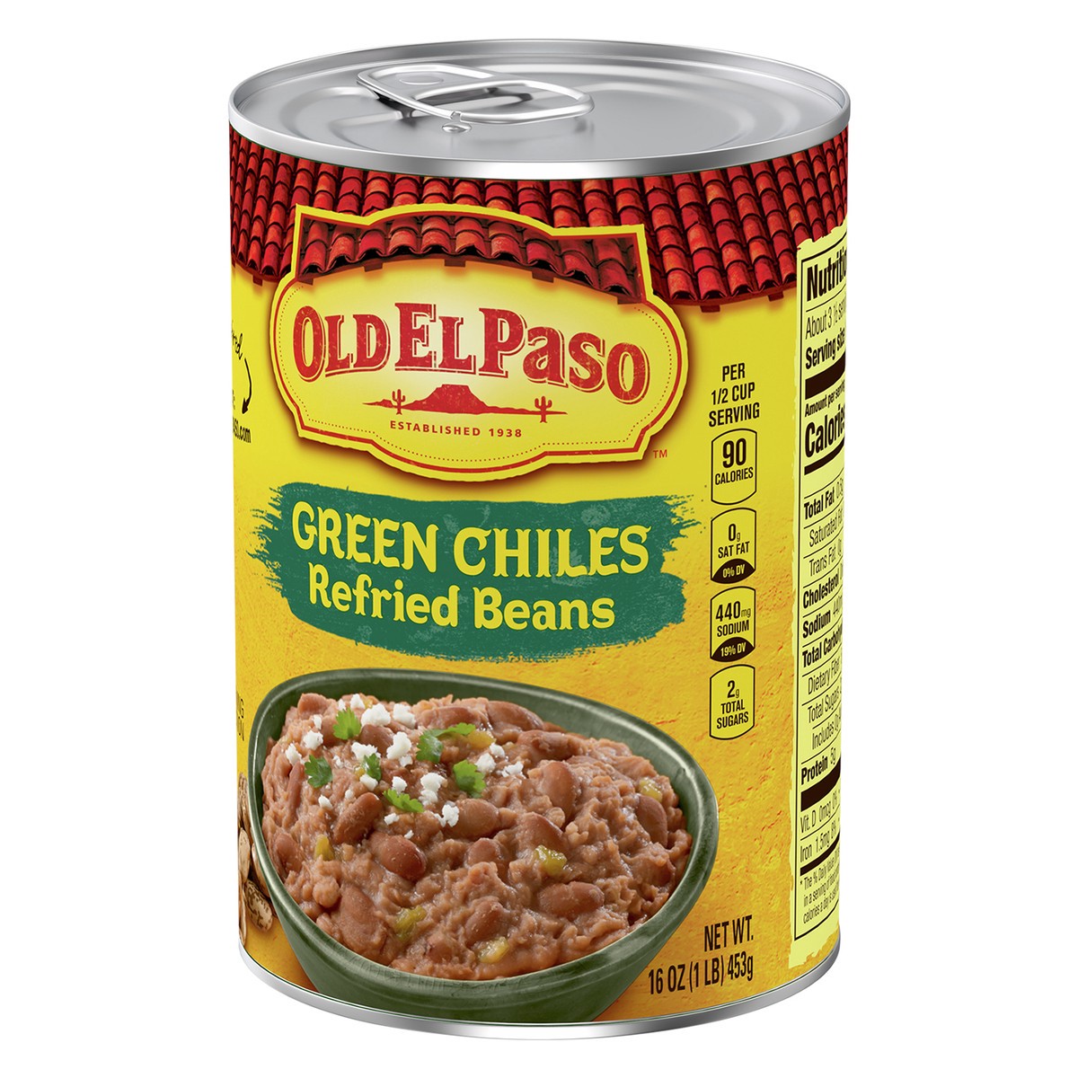 slide 7 of 9, Old El Paso Green Chiles Refried Beans, 16 oz., 16 oz