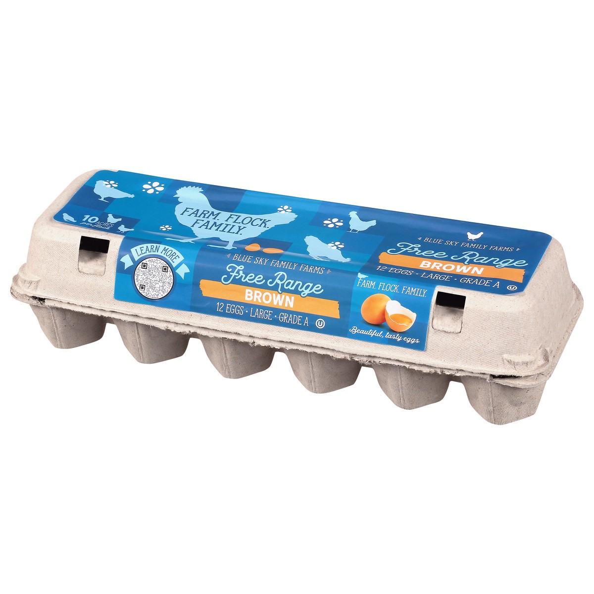 slide 9 of 10, Blue Sky Family Farms Free Range Brown Eggs Large 12 ea, 12 ct