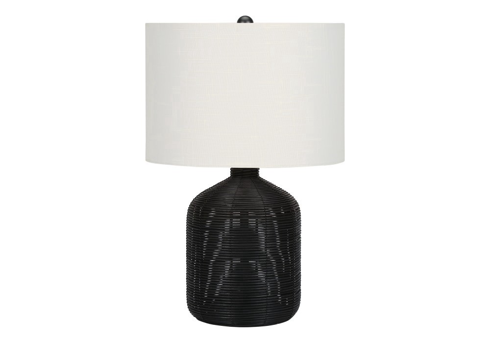 slide 1 of 1, Monarch Specialties Black Rattan Table Lamp With Ivory Shade, 1 ct