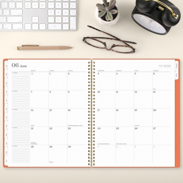 slide 2 of 9, Cambridge® WorkStyle® Balance Academic 2025-2026 Weekly Monthly Planner, Pink Peach, Large, 8 1/2"" x 11"", 1 ct