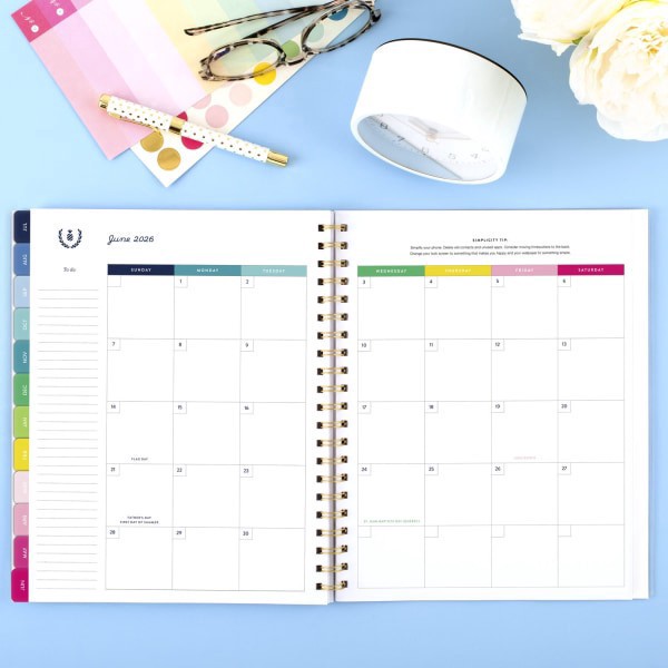 slide 6 of 10, Emily Ley Simplified by Emily Ley for AT-A-GLANCE® Academic 2025-2026 Weekly Monthly Planner, Petite Floral, Large, 8 1/2"" x 11"", 1 ct