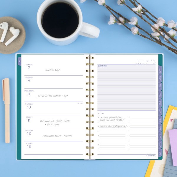 slide 10 of 10, Cambridge® Aqueous Academic 2025-2026 Weekly Monthly Planner, Small, 5 1/2"" x 8 1/2"", 1 ct
