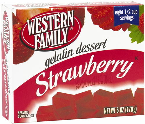 slide 1 of 1, Western Family Strawberry Gelatin, 6 oz