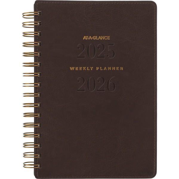 slide 4 of 10, AT-A-GLANCE® Signature Collection Academic 2025-2026 Weekly Monthly Planner, Brown, Small, 5"" x 8"", 1 ct