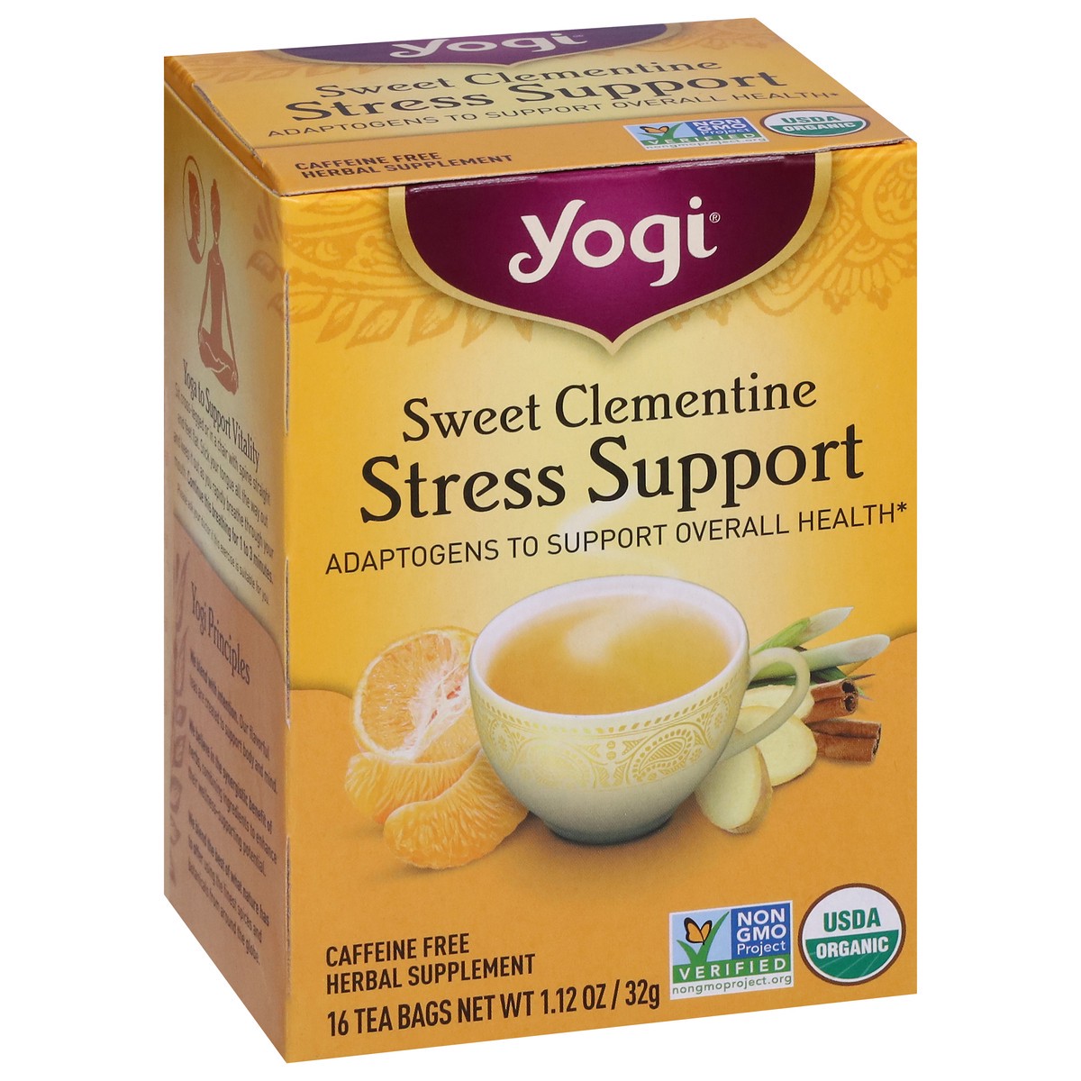 slide 9 of 9, Yogi Tea Sweet Clementine Stress Support, Organic Herbal Tea Bags, 16 Count, 16 ct