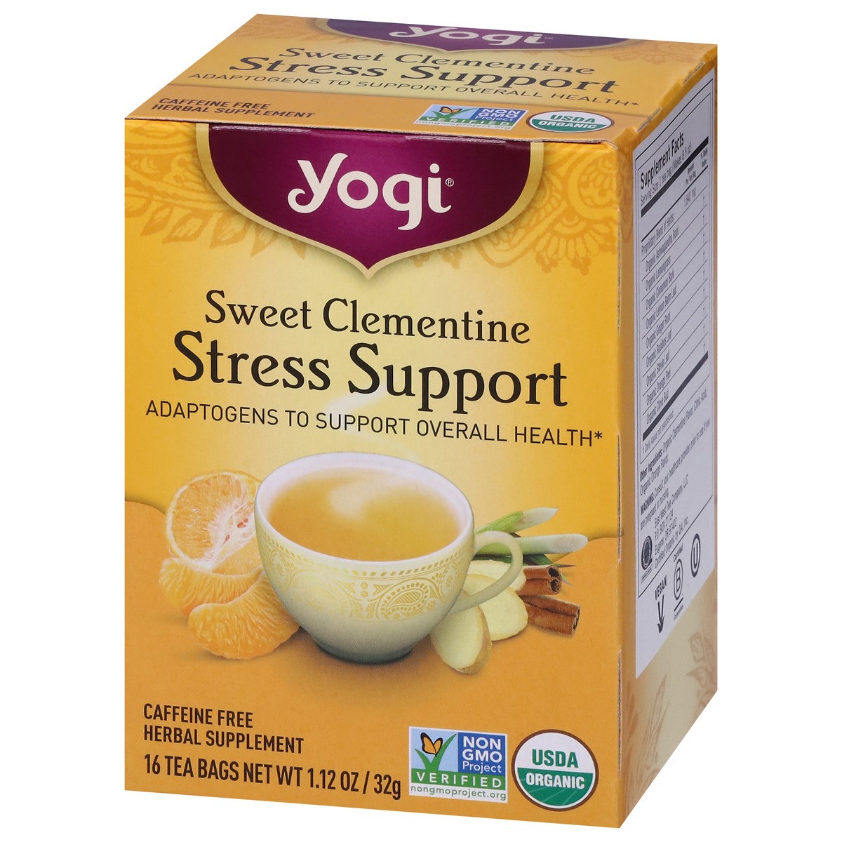 slide 5 of 9, Yogi Tea Sweet Clementine Stress Support, Organic Herbal Tea Bags, 16 Count, 16 ct
