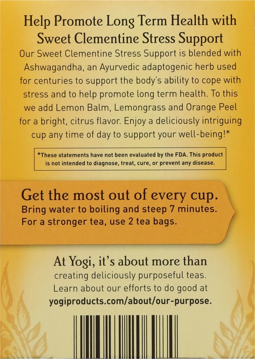 slide 7 of 9, Yogi Tea Sweet Clementine Stress Support, Organic Herbal Tea Bags, 16 Count, 16 ct